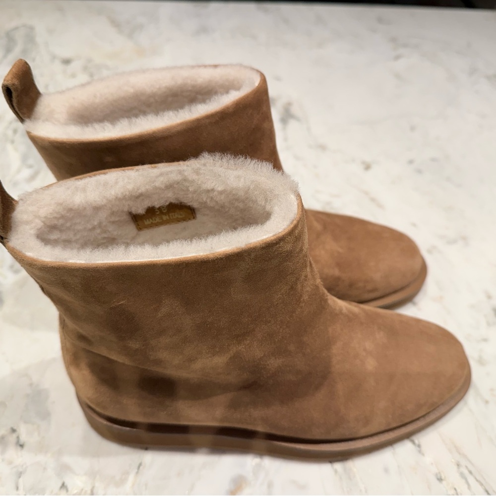 Tamara Mellon Suede Ankle Boots with Shearling Lining